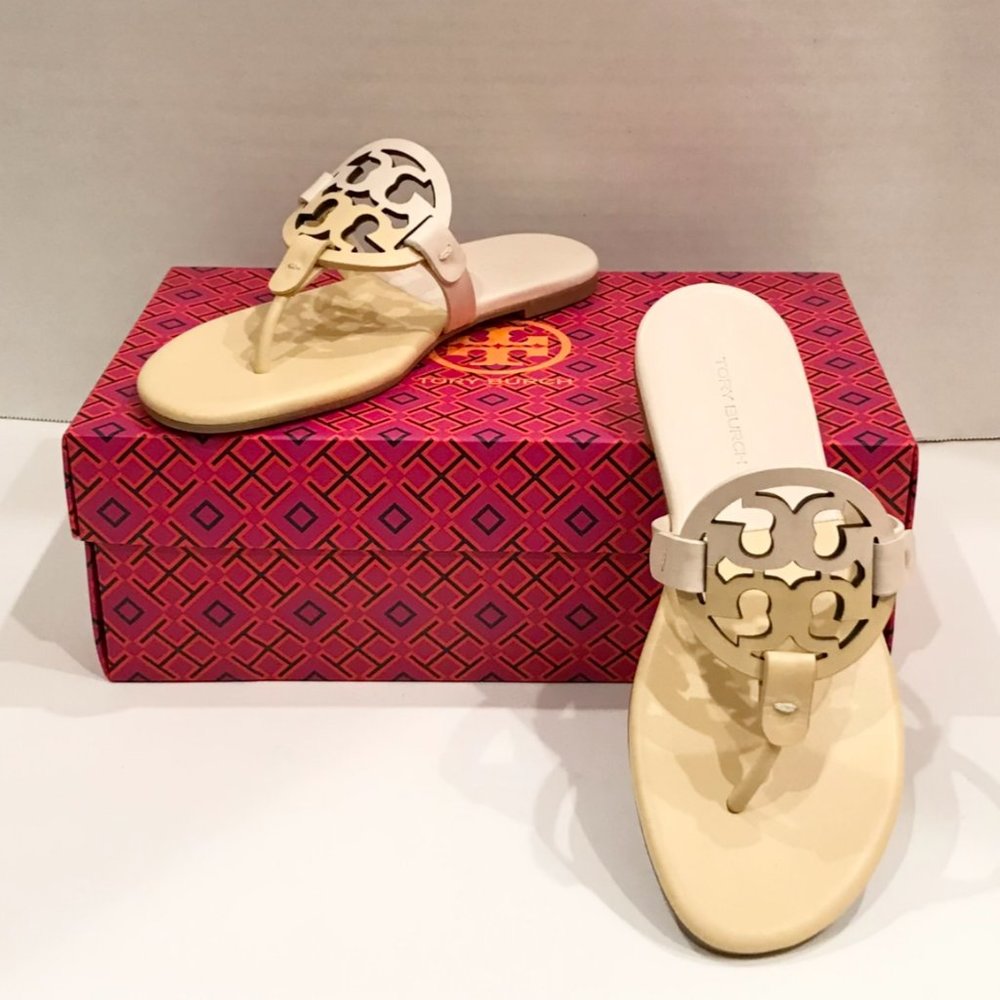 Tory Burch Soft Miller Sandals Bicolor Sweet Corn New Ivory MANY SIZES